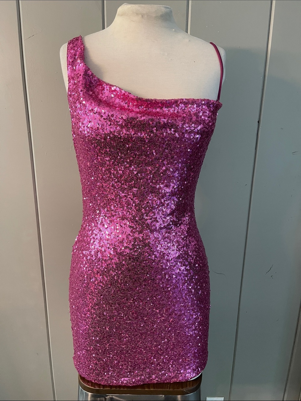 Hello Molly Dress Pink Sequin Barbie Glam Sparkle Romantic Club Special Occasion